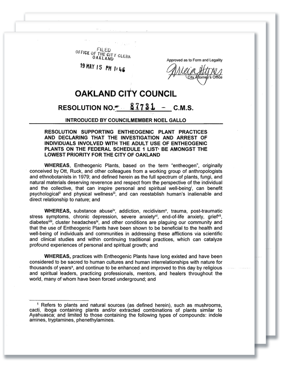 Oakland City Council Resolution to Decriminalize Entheogens Image2